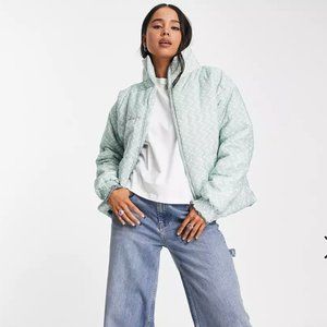 Heartbreak polka dot puffer jacket coat in sage green